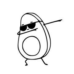 cool avocado dabbing outline vector