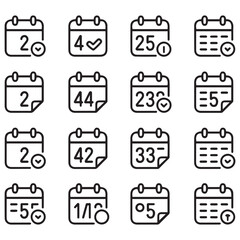 Calendar thin line icons set. Schedule, reminder symbol. Editable stroke. Vector with white background