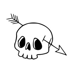 cartoon skull and arrow vector drawing