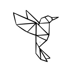 geometric hummingbird outline vector © Zen20