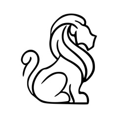 line art drawing of regal lion vector artwork