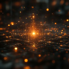 Obraz premium Abstract Glowing Core Emanating Light Within The Darkened Field