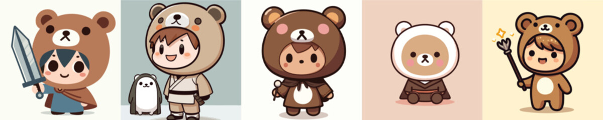 vector boy wearing bear costume