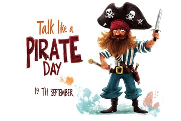 Talk Like a Pirate Day Dynamic Illustration of Pirate Character