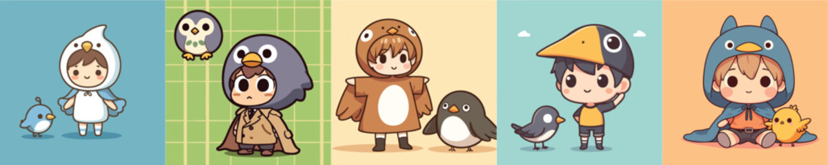 vector boy wearing bird costume