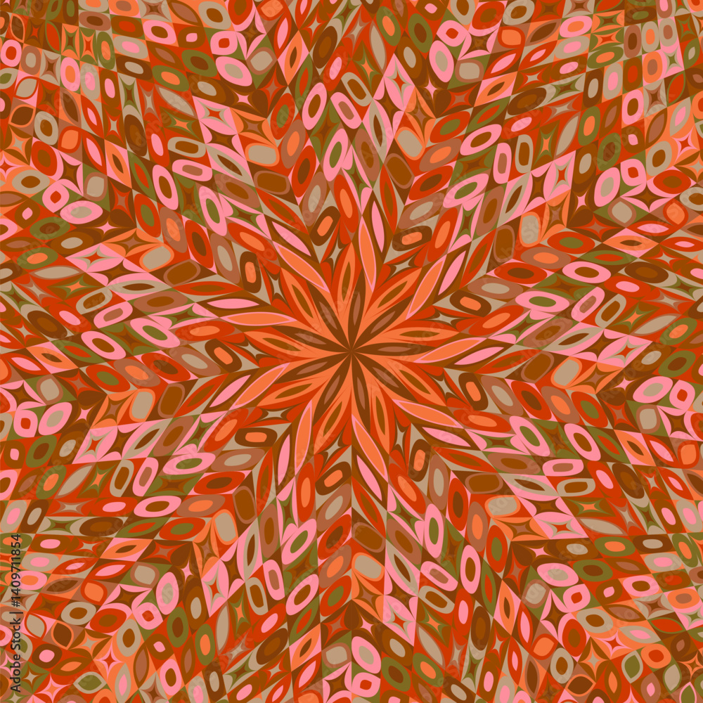 Poster dynamic tiled pattern background - hypnotic colorful abstract psychedelic vector design with geometr