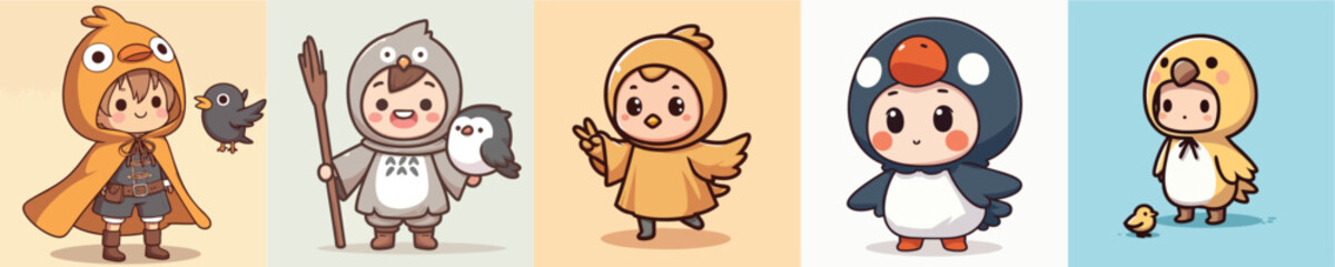vector boy wearing bird costume