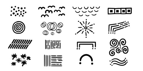 Obraz premium Background Design element set,Little Blip Bloop small drawing,Hand drawn unique design collection, Curvy little lines design texture set, Design elements fir cards,poster and every thing cute. 