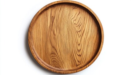 Round Wooden Serving Tray with Natural Grain Pattern and Texture