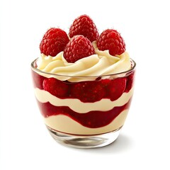 Creamy dessert layered with raspberry preserves and fresh raspberries