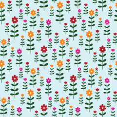 Hand draw of flower stalk seamless pattern repeat