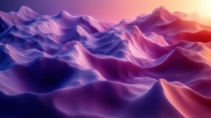 Obraz premium Abstract landscape of undulating mountains with vibrant color gradients