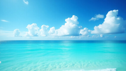 Fototapeta premium Calm weather on sea or ocean with clouds. Tropical blue ocean