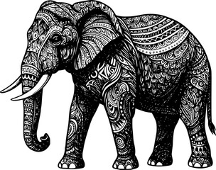 Obraz premium Elephant vector, mandala line art illustration
