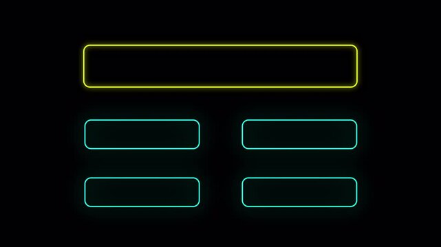 Neon glow quiz template background animation,  Empty quiz template for question answer with alpha channel.