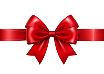 Fototapeta premium Red ribbon with bow isolated on white background PNG,AI GENERATED