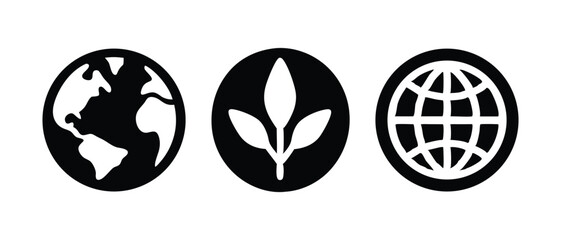 Eco-Friendly Icon Set: Minimalist Symbols of Nature and Global Awareness