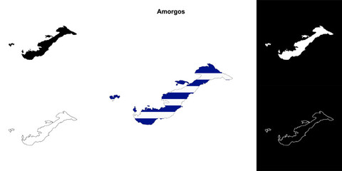 Amorgos blank outline map set