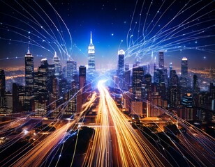 Fototapeta premium 都市 夜景 光