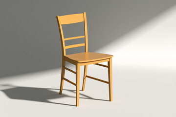 A simple wooden chair with a soft light in the background. This photo captures the chair's simplicity and elegance, perfect for creating a cozy and welcoming atmosphere.