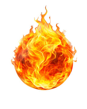  red yellow hot burning fire ball flame isolated on white background PNG,AI GENERATED