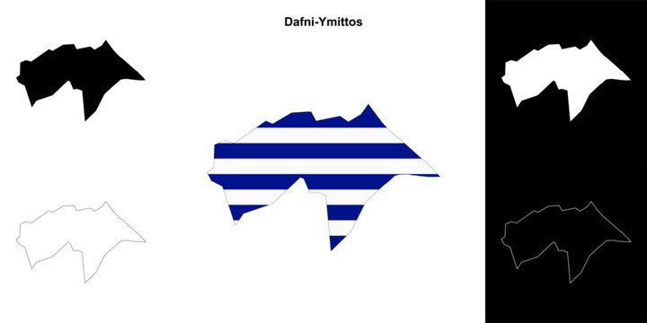 Dafni-Ymittos blank outline map set