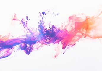 Colorful Ink Swirls in Bright Shades of Purple and Orange on White Background