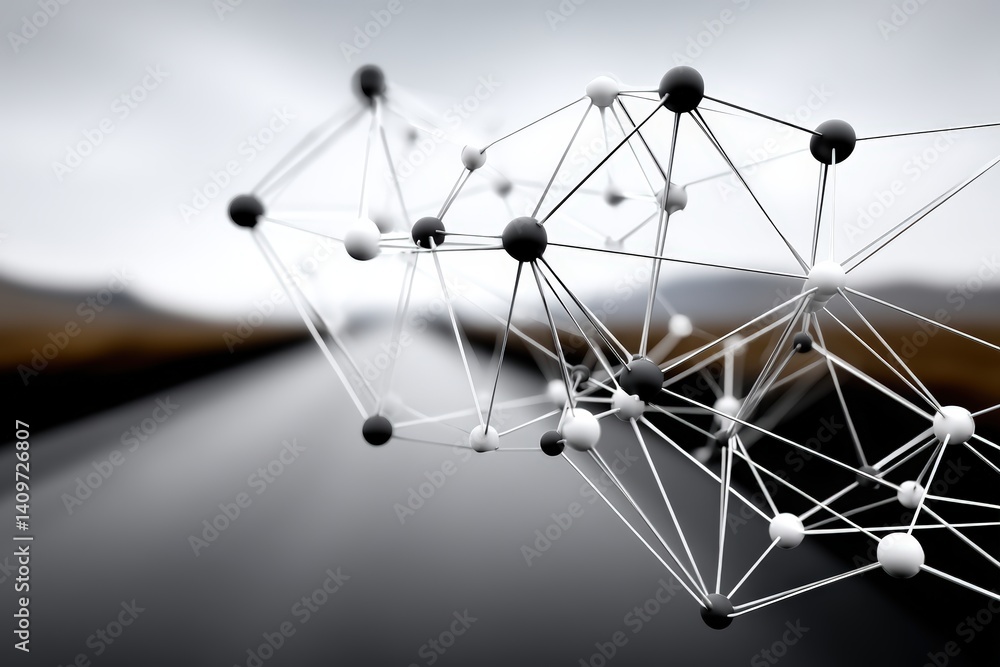 Poster abstract network structure against a blurred background.