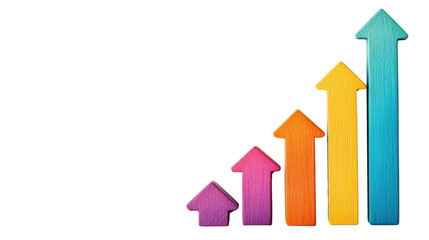 Fototapeta premium Vibrant multicolored arrow chart depicting an upward trend in business performance data visualization and financial progress