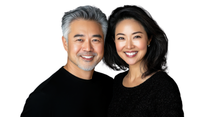 A cheerful diverse senior couple standing together in a casual yet meaningful portrait their faces radiating warmth positivity and a deep connection