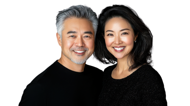 A cheerful diverse senior couple standing together in a casual yet meaningful portrait their faces radiating warmth positivity and a deep connection