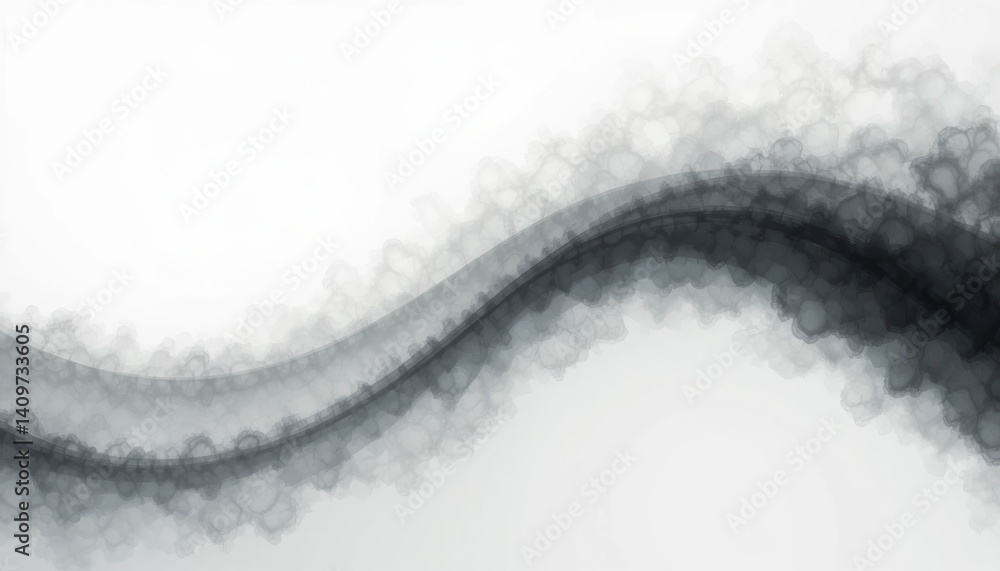 Poster dynamic flowing abstract black and white wave pattern digital art minimalist design soft textures hi
