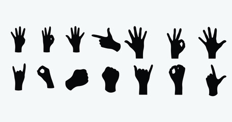 Hand silhouette vector illustration features human palm and fingers as a design symbol.