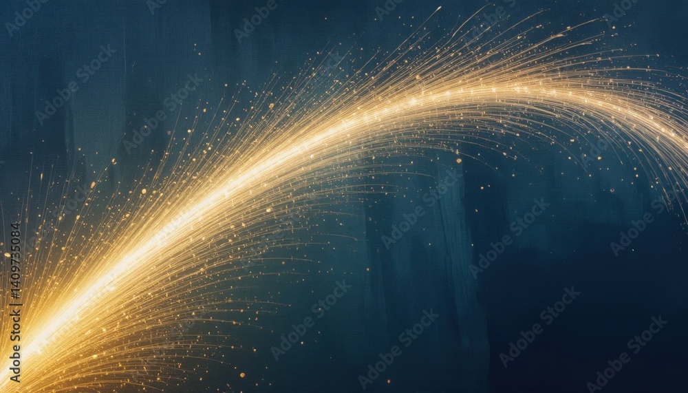 Poster dynamic golden sparkle trail digital art creation abstract background enigmatic atmosphere eye-catch