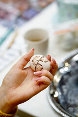 The process of painting Easter eggs, using bees wax as traditional Lithuanian method