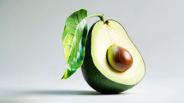 Isolated avocado with leaf on white background