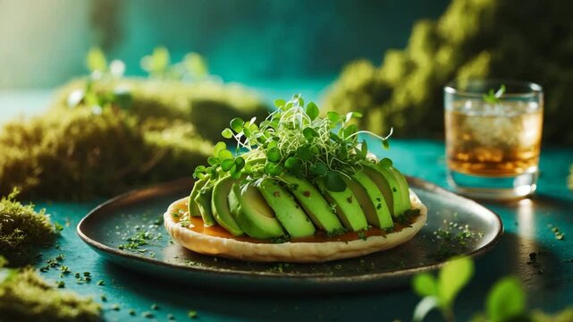 Aperitif with avocado blini