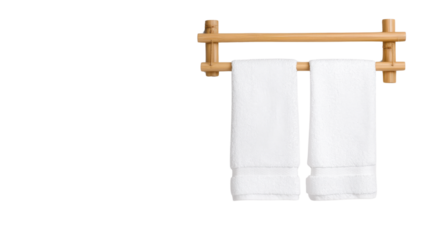 A simple elegant wooden towel rack mounted on the wall providing functional storage and a refined uncluttered aesthetic in a serene bathroom environment