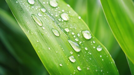 Morning dew on lush jungle leaves tropical rainforest nature photography vibrant environment close-up view serenity and refreshment