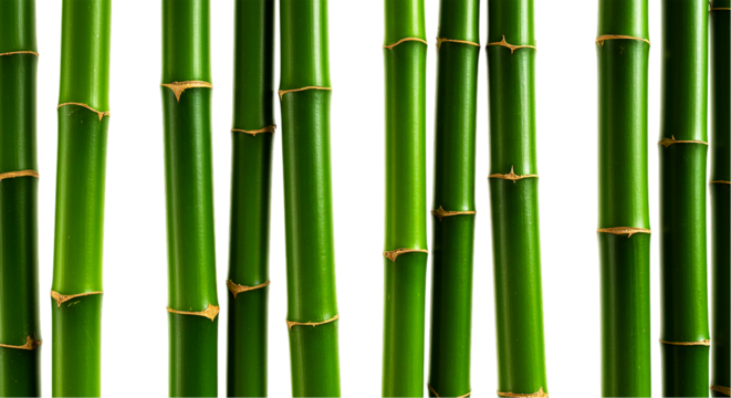 A close up of several green bamboo stalks arranged vertically against a dark background in a pattern