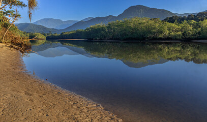 A quiet morning at the river banks during the low tide