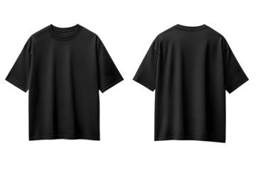 Black Oversize T-shirt Front and Back for Mockup