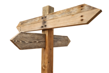 Weathered Wood Sign Post with Multiple Empty Direction Arrows.