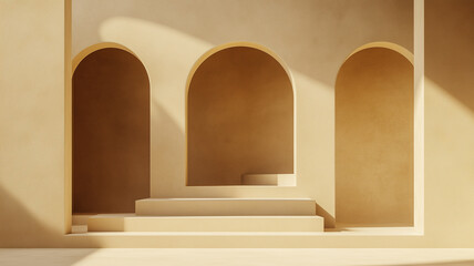 Abstract luxury background podium for product commercial shoot, harmonious shapes