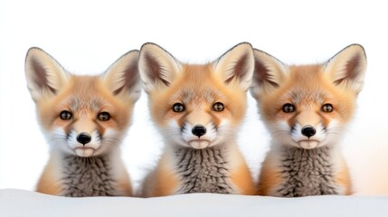 Three adorable red fox kits
