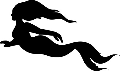 Hand drawn mermaid silhouette illustration
