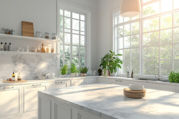 Sunlit Kitchen Island Clean and Bright Modern Design