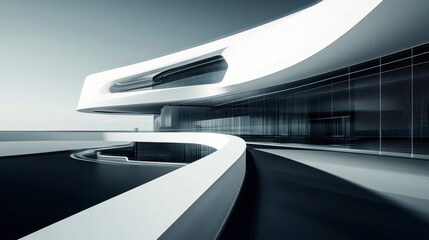 Fototapeta premium Modern Architectural Design with Curved Lines and Minimalist Style
