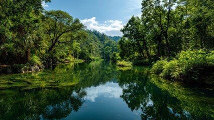 Tropical Waterway in Natural Jungle