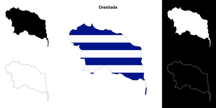 Orestiada blank outline map set